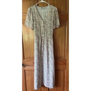 Paris Atelier & Other Stories Floral Flutter Sleeve Midi Dress Size 8 Cottage